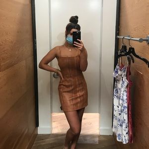 Urban Outfitters reptile tan mini dress open back